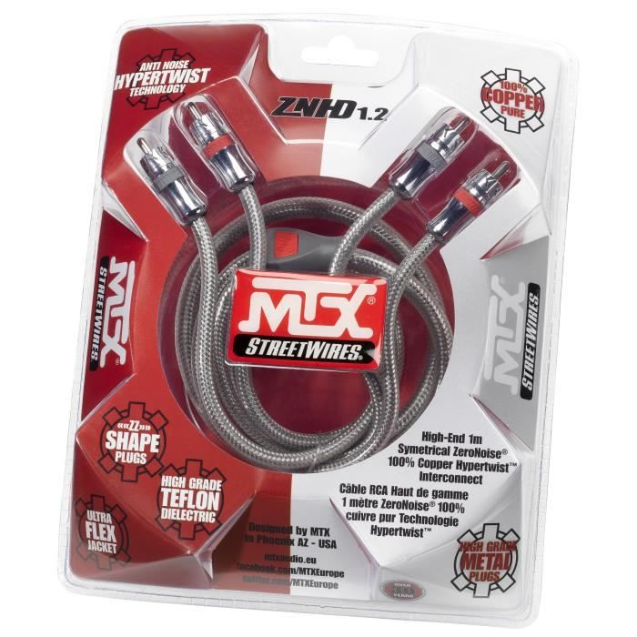 MTX ZNHD1.2 C‚ble RCA HighEnd ZeroNoise 1 metre symÈtrique 100% cuivre et tÈflon 4 blindages
