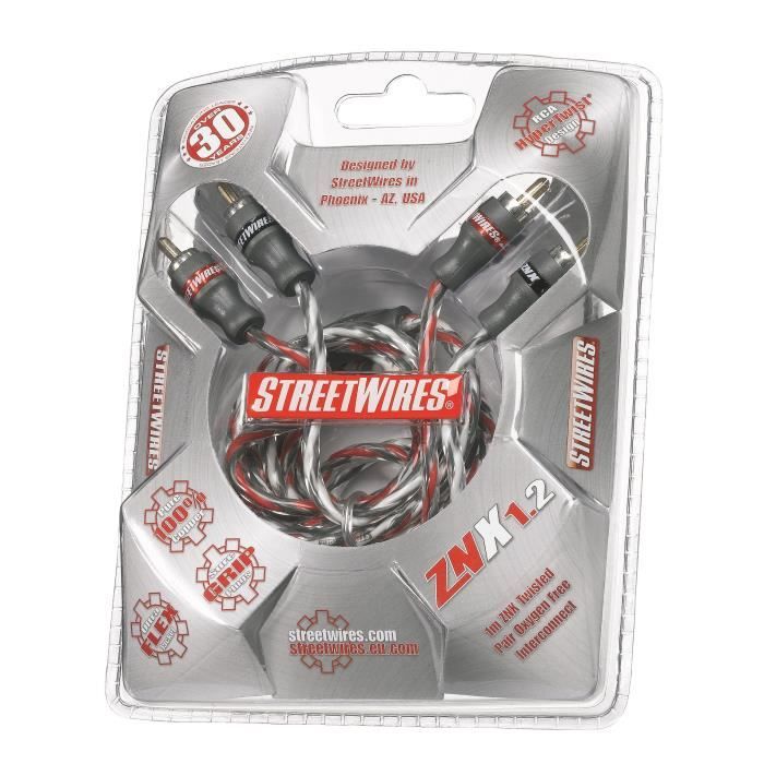 Câble RCA 1 metre - MTX AUDIO - ZNX1.2 - ZeroNoise Stéréo 100% - Cuivre HyperTwist UltraFlex symétrique anti parasites