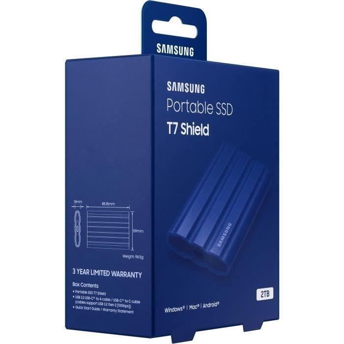 SAMSUNG SSD Externe T7 Shield Bleu 2 To MU-PE2T0R/EU