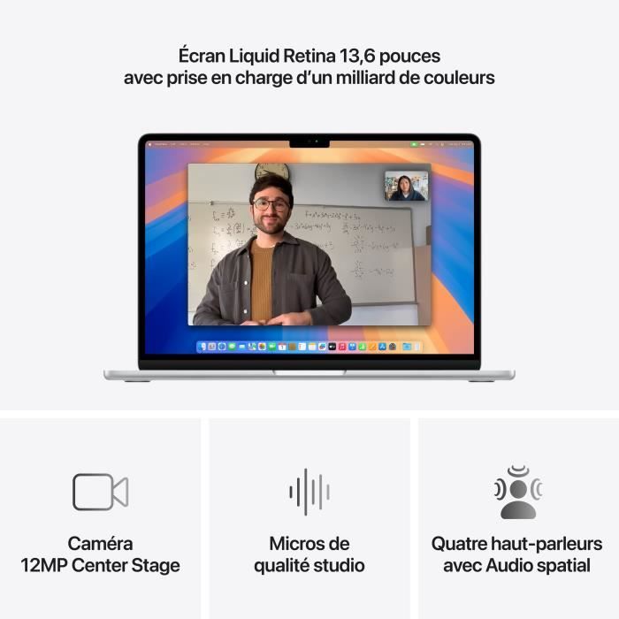 Apple - 13,6 MacBook Air M4 (2025) - RAM 16Go - Stockage 256Go - CPU 10 coeurs - GPU 8 coeurs - Argent