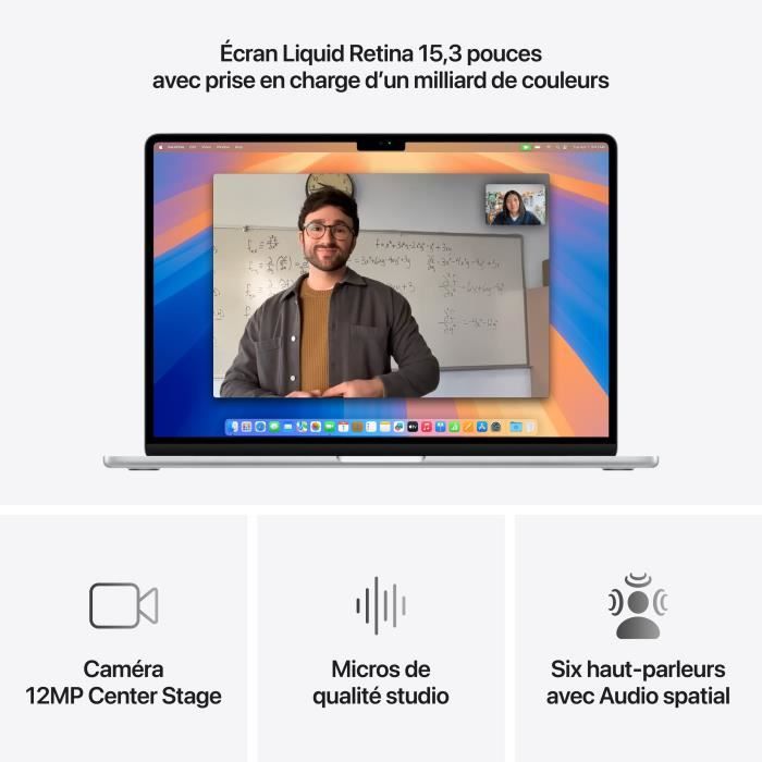 Apple - 15,3 MacBook Air M4 (2025) - RAM 16Go - Stockage 256Go - CPU 10 coeurs - GPU 10 coeurs - Argent