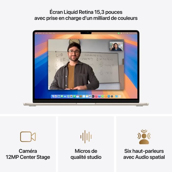 Apple - 15,3 MacBook Air M4 (2025) - RAM 16Go - Stockage 512Go - CPU 10 coeurs - GPU 10 coeurs - Lumiere Stellaire