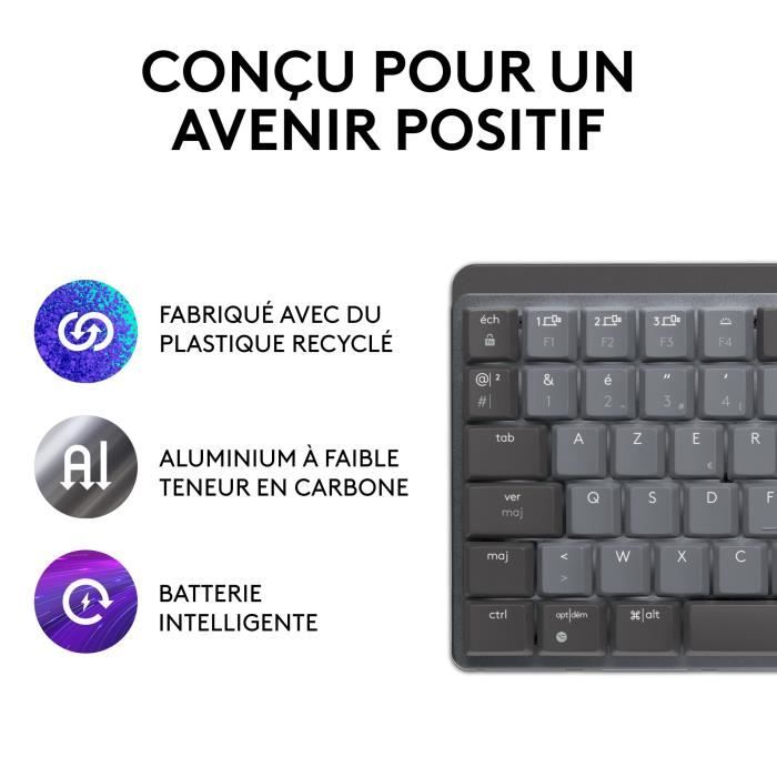 Clavier - Sans Fil - Logitech - MX Mini - AZERTY - Mécanique - Rétroéclairé - Graphite