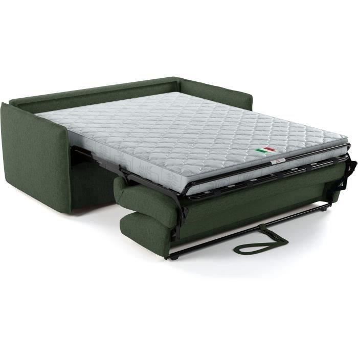 Canapé convertible express - 3 places - MYKONOS - Tissu Vert - 185 x 104 x 90 cm - MONDO