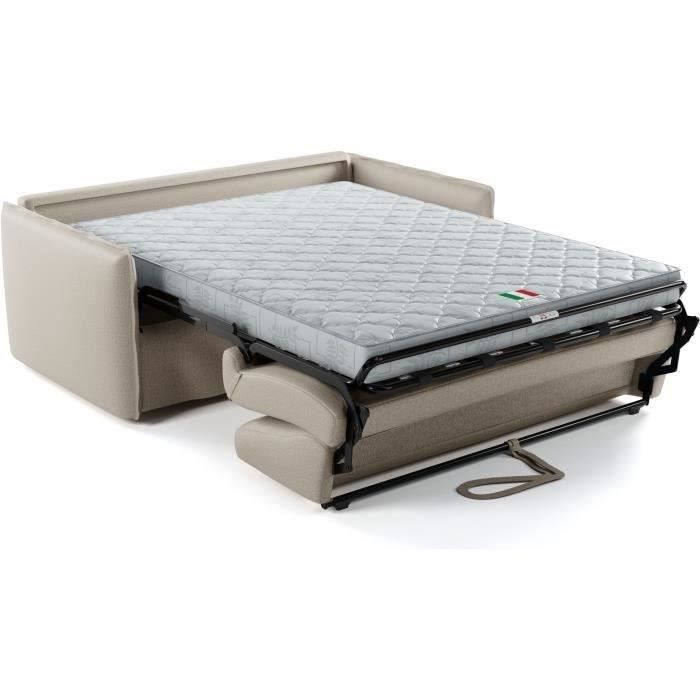 Canapé convertible express - 3 places - MYKONOS - Tissu beige - 185 x 104 x 90 cm - MONDO