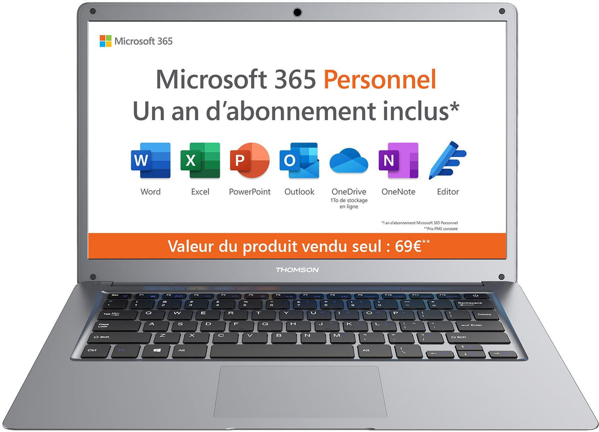 PC Portable - THOMSON - N14C4SL128MS - 14 - Intel Celeron - RAM 4 GB - SSD 128GB - Housse de protection + souris