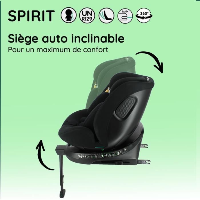 NANIA Siege auto isofix SPIRIT, Groupe 0/1/2/3, de 0 a 10 ans, 0-36 kg, 40-150 cm, R 129 Tetiere réglable - Inclinable - Pivotant -