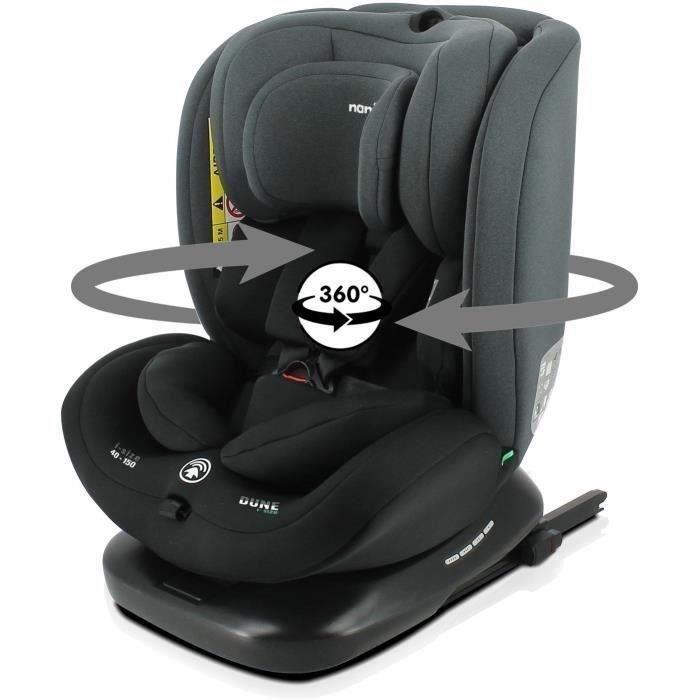 NANIA Siege auto isofix DUNE, Groupe 0/1/2/3, de 0 a 10 ans, 0-36 kg, 40-150 cm, R 129 – Tetiere réglable - Inclinable - Pivotant -