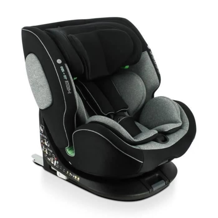 NANIA Siege auto ONE ISOFIX, Groupe 0/1/2/3, de 0 a 12 ans, 0-36 kg, 40-150 cm, R 129 - Pivotant - Noir