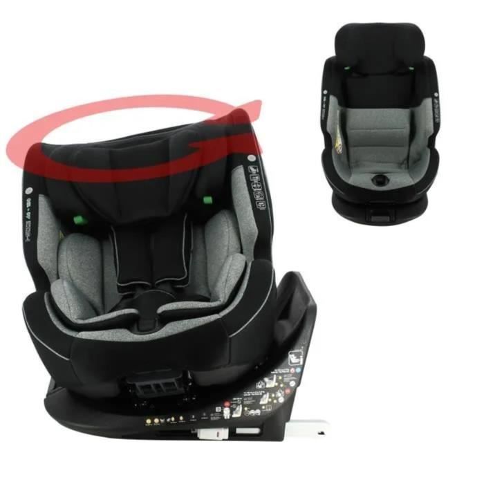 NANIA Siege auto ONE ISOFIX, Groupe 0/1/2/3, de 0 a 12 ans, 0-36 kg, 40-150 cm, R 129 - Pivotant - Noir