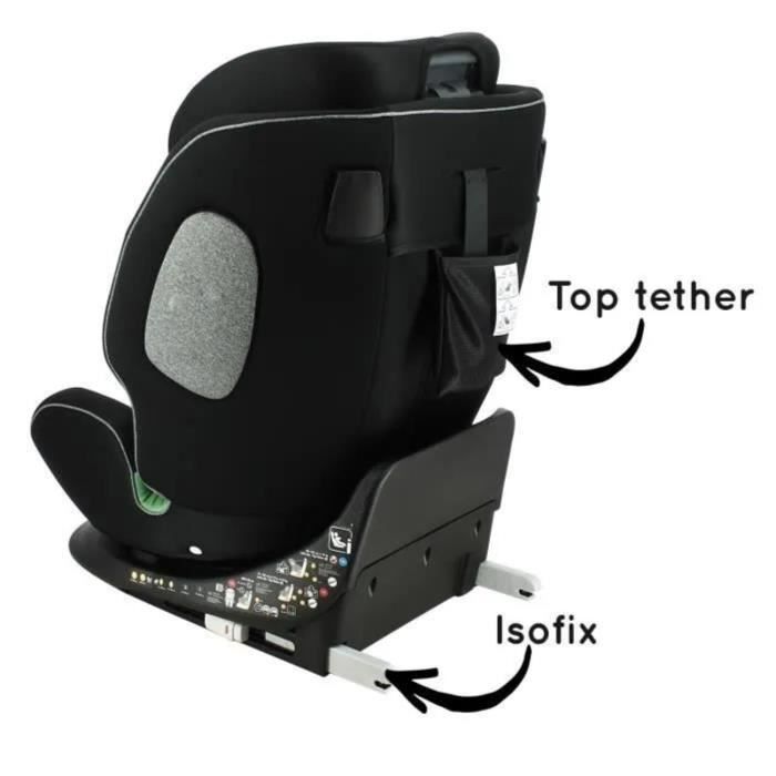 NANIA Siege auto ONE ISOFIX, Groupe 0/1/2/3, de 0 a 12 ans, 0-36 kg, 40-150 cm, R 129 - Pivotant - Noir