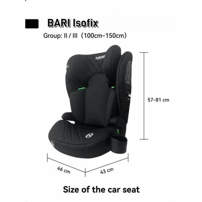 Siege auto isofix - NANIA - BARI - Groupe 2/3 - I-size - Noir