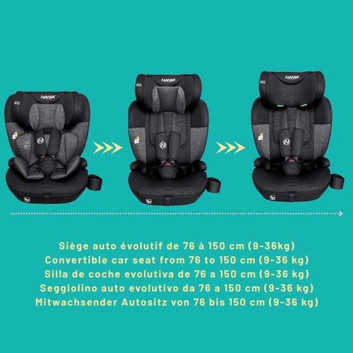 Siege auto ceinturé - NANIA - TORINO - Groupe 1/2/3 - I-size - Avec réducteur - Noir
