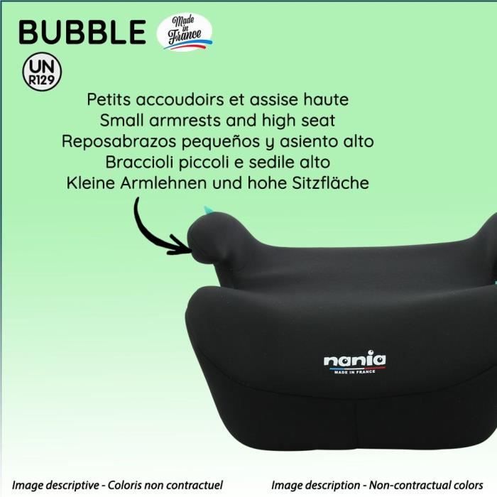 Siege auto réhausseur - NANIA - Bubblefix - Groupe 3 - Isofix - I-Size - 126-150 cm - Noir