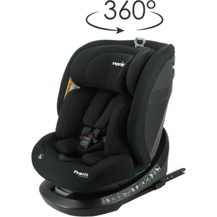 Siege auto isofix - NANIA - PHoeNIX - Groupe 0/1/2/3 - I-Size - Pivotant - Inclinable - Réducteur - Noir