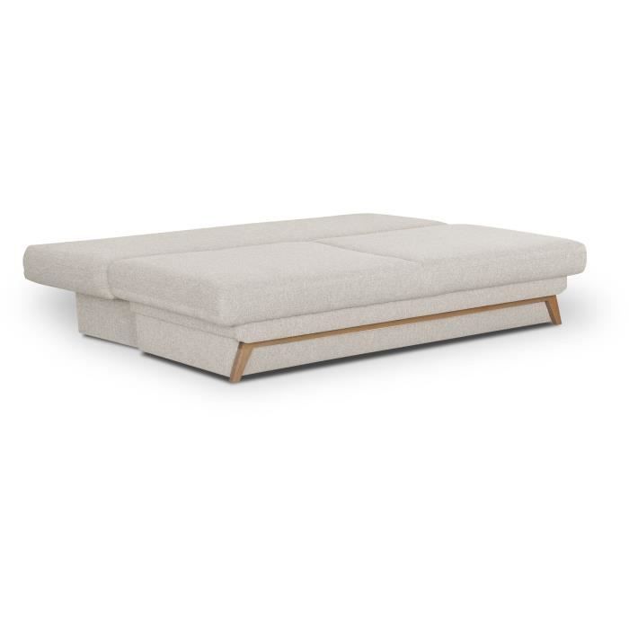 Banquette convertible - 3 places - NAOTO - Tissu beige - Coffre de rangement - 202 x 98 x 98 cm
