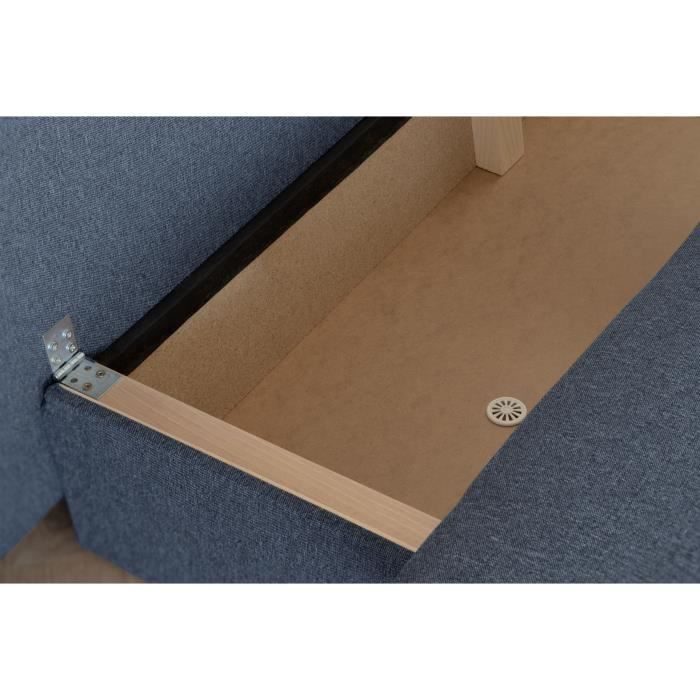 Banquette convertible - 3 places - NAOTO - Tissu bleu foncÈ - Coffre de rangement - 202 x 98 x 98 cm