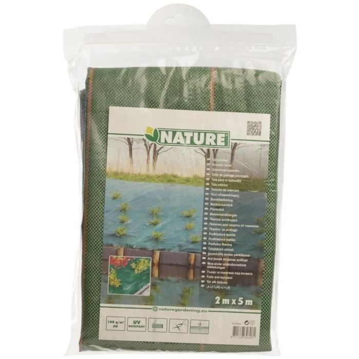 Toile de paillage paysages verte 2 x 5 m, traité anti UV, 100 g/m² - Bâche de sol anti mauvaises herbes