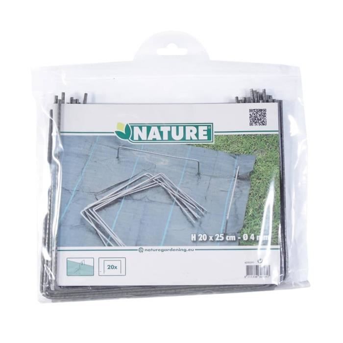 Nature Chevilles de fixation de bâche 20 pcs 25 x 20 cm Métal 409335