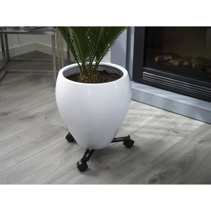 Support de pot roulant extensible - NATURE - En métal époxy noir mat - 3 branches - Charge maxi 75 kg