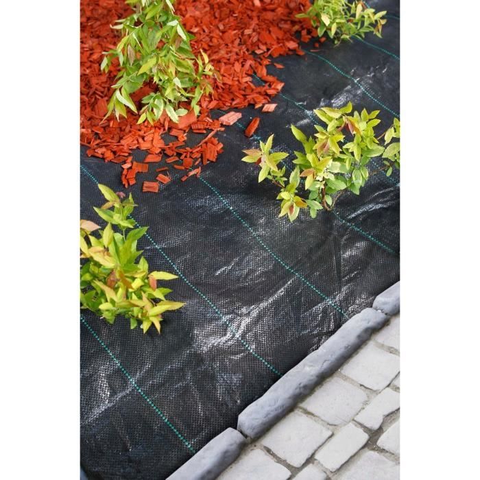 Toile de paillage paysages noire 4,20 x 5 m, traité anti UV, 100 g/m² - Bâche de sol anti mauvaises herbes