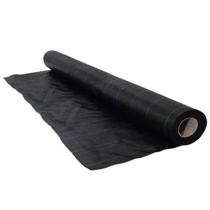 Toile de paillage paysages noire 2,10 x 25 m, traité anti UV, 100 g/m² - Bâche de sol anti mauvaises herbes