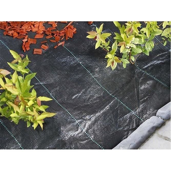 Toile de paillage paysages noire 2,10 x 25 m, traité anti UV, 100 g/m² - Bâche de sol anti mauvaises herbes