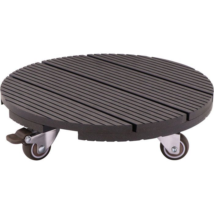 Support de pot à roulettes - NATURE - WPC H7,5 x Ø30 cm - 4 roulettes - Anthracite
