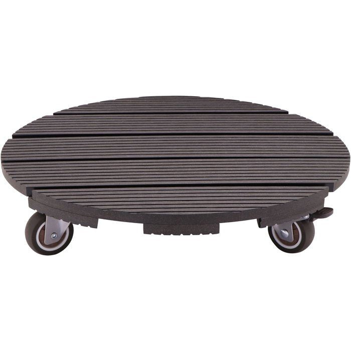 Support de pot à roulettes - NATURE - WPC - H8,6 x Ø38 cm - 4 roulettes - Anthracite