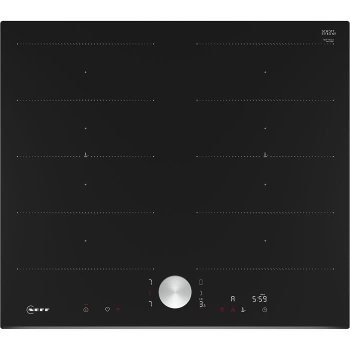 Table de cuisson a induction - NEFF N90 - 4 foyers - 7400 W - 59,2 x 52,2 cm - T66FTX4L0 - Noir