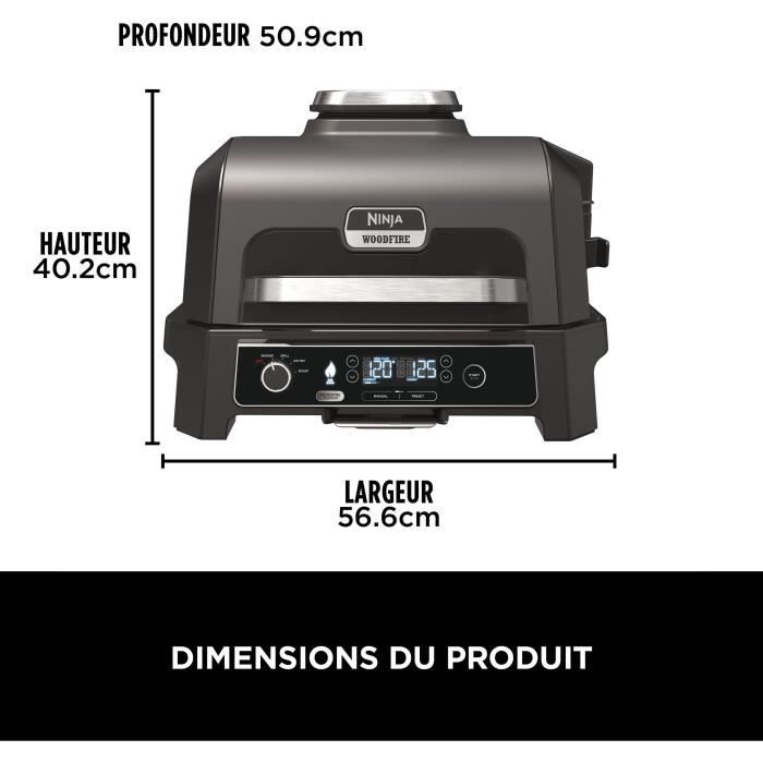 Barbecue Èlectrique et fumoir avec thermometre - NINJA - Woodfire Pro XL - OG850EU - Barbecue et Air fryer d'extÈrieur