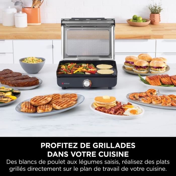 Grill et plancha d'intÈrieur - NINJA - Sizzle GR101EU - 34 x 8 x 13,5 cm - Noir