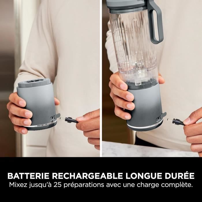 Blender portable NINJA Blast Max - BC251EULD - bol 530 ml - autonomie 2h - sans fil - sans BPA - argent