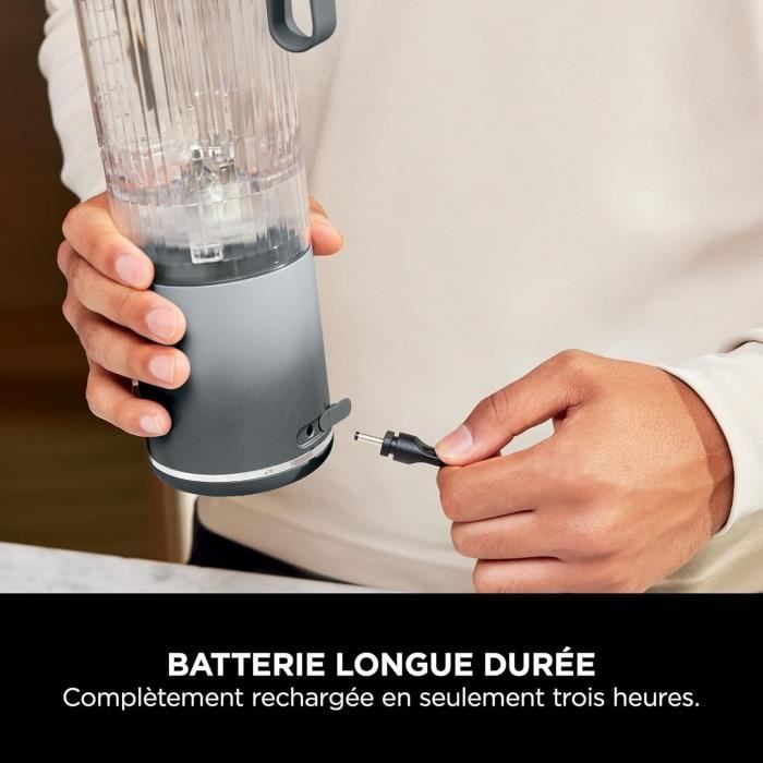 Blender portable NINJA Blast Max - BC251EULD - bol 530 ml - autonomie 2h - sans fil - sans BPA - argent