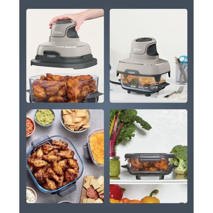 Friteuse sans huile portable NINJA - CRISPI - Récipients 1,4L et 3,8L - 4 programmes prédéfinis - 1400W - Beige