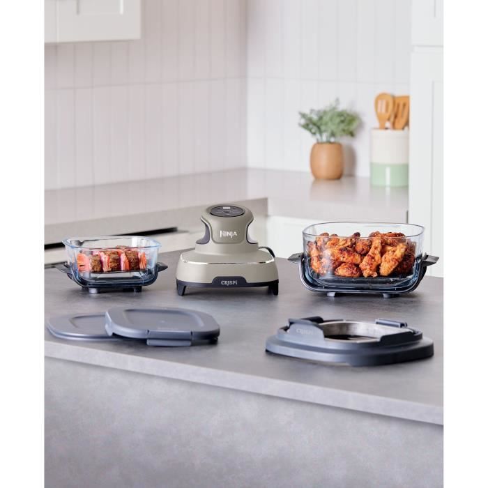 Friteuse sans huile portable NINJA - CRISPI - Récipients 1,4L et 3,8L - 4 programmes prédéfinis - 1400W - Beige