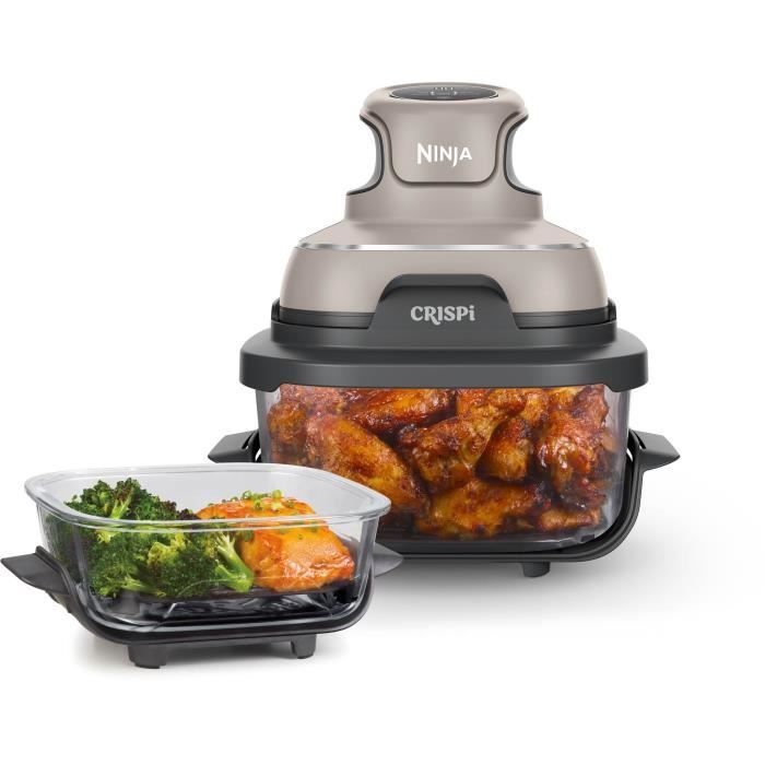 Friteuse sans huile portable NINJA - CRISPI - Récipients 1,4L et 3,8L - 4 programmes prédéfinis - 1400W - Beige