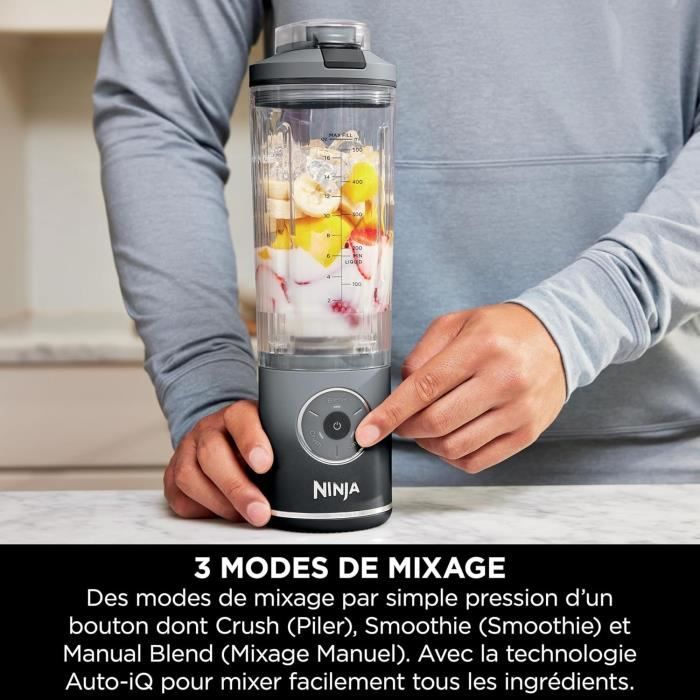 Blender portable NINJA Blast Max - BC251EUGY - bol 530 ml - autonomie 2h - sans fil - sans BPA - gris