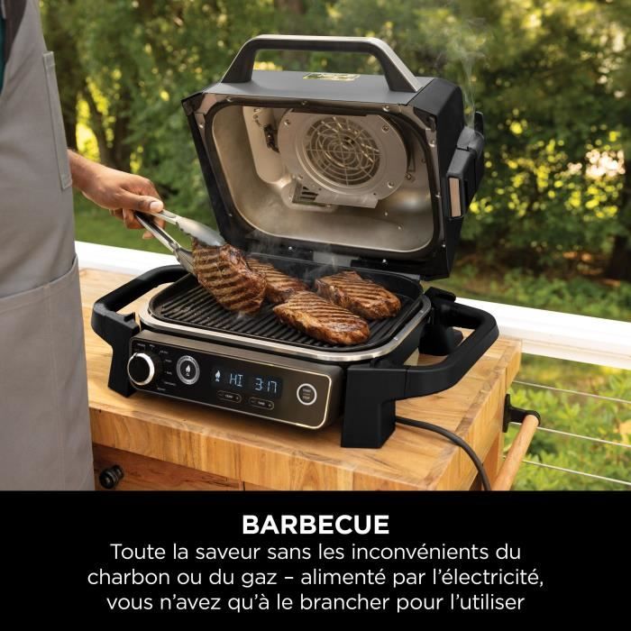 Barbecue Èlectrique - NINJA - Woodfire - OG701EU - Grill, fumoir & air fryer - AntiadhÈsif - Gris et noir