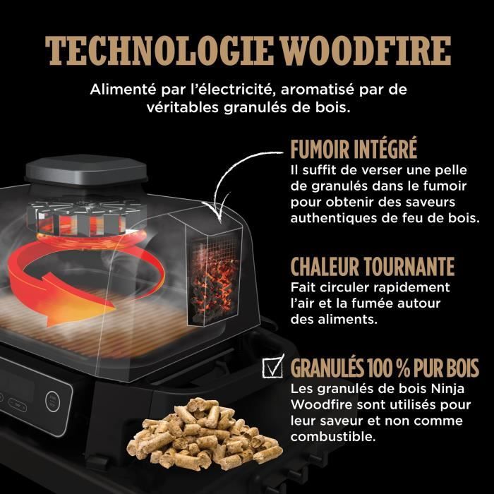 Barbecue électrique et fumoir NINJA - Woodfire OG701EU - 7 programmes de cuisson
