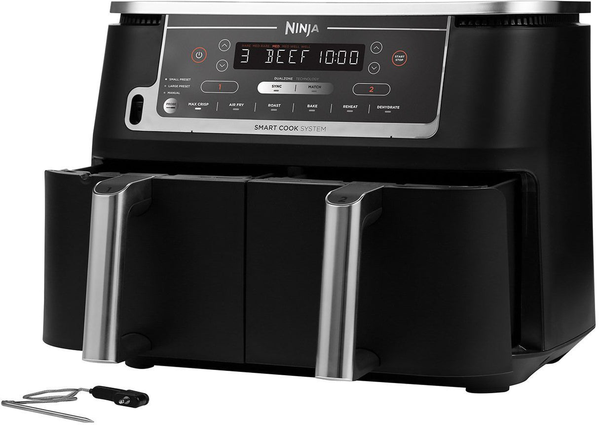 Friteuse sans huile - NINJA - Air Fryer AF451EU - Capacité 9,5 L - Double cuve - 6 programmes de cuisson - 2470 W