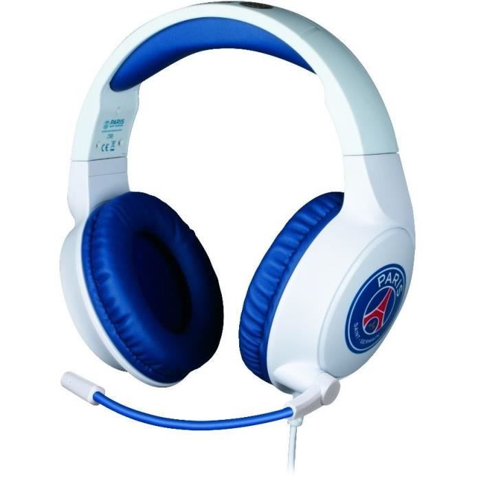 Casque gaming filaire - KONIX - Micro 45° - Câble 1,5 m - Blanc et bleu - Confort Soft Touch