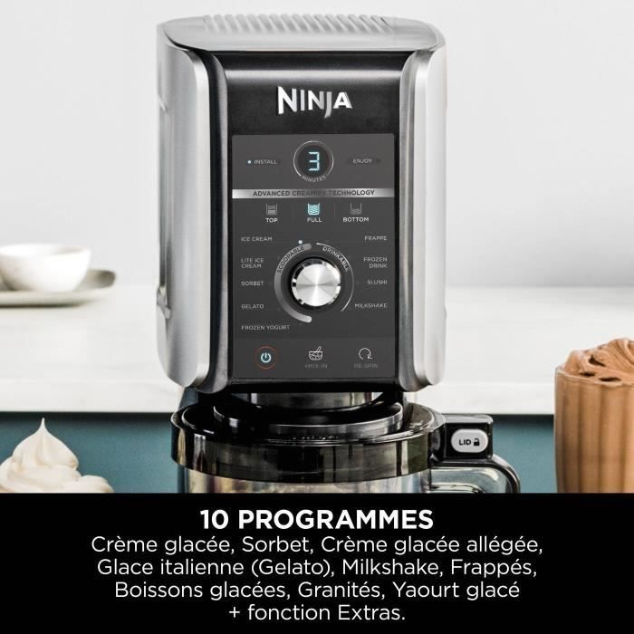 Machine a glaçes NINJA - Creami Deluxe NC501EU - 10 programmes - Capacité 709ml - Jusqu'a 2L de glace - 3 bols inclus