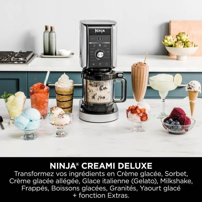 Machine a glaçes NINJA - Creami Deluxe NC501EU - 10 programmes - Capacité 709ml - Jusqu'a 2L de glace - 3 bols inclus