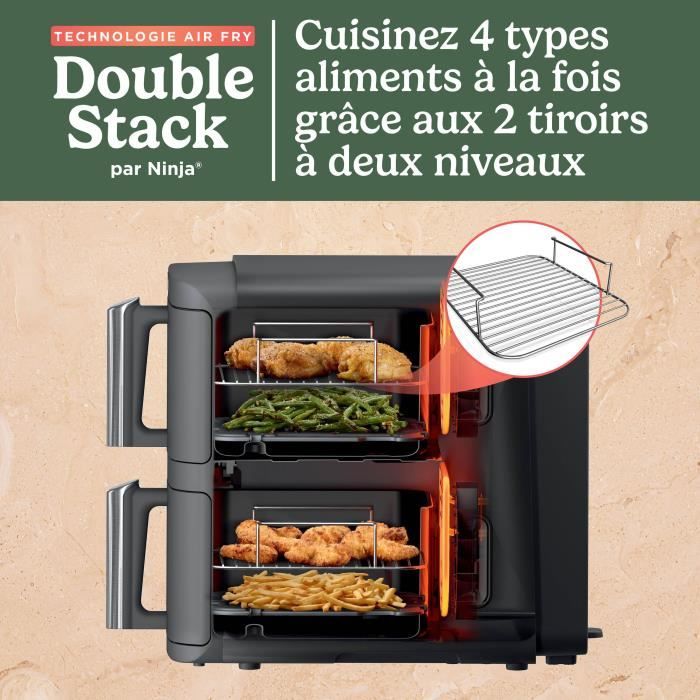 Friteuse sans huile NINJA - Double Stack XL SL400EU - Capacité 9,5L - 6 programmes de cuisson - 2470W