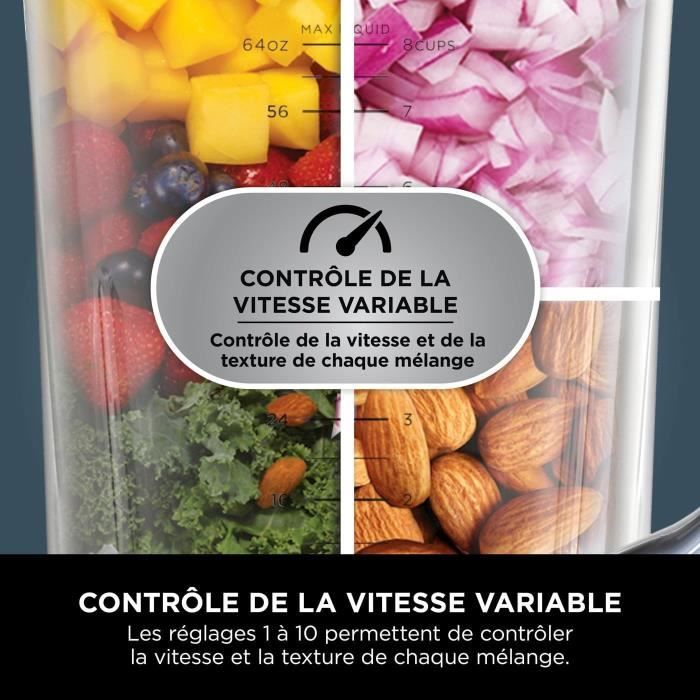 Blender Ninja Detect Power Blender Pro 1200W - 2-en-1 TB301EU - 2L - 15 modes - 10 vitesses - Noir