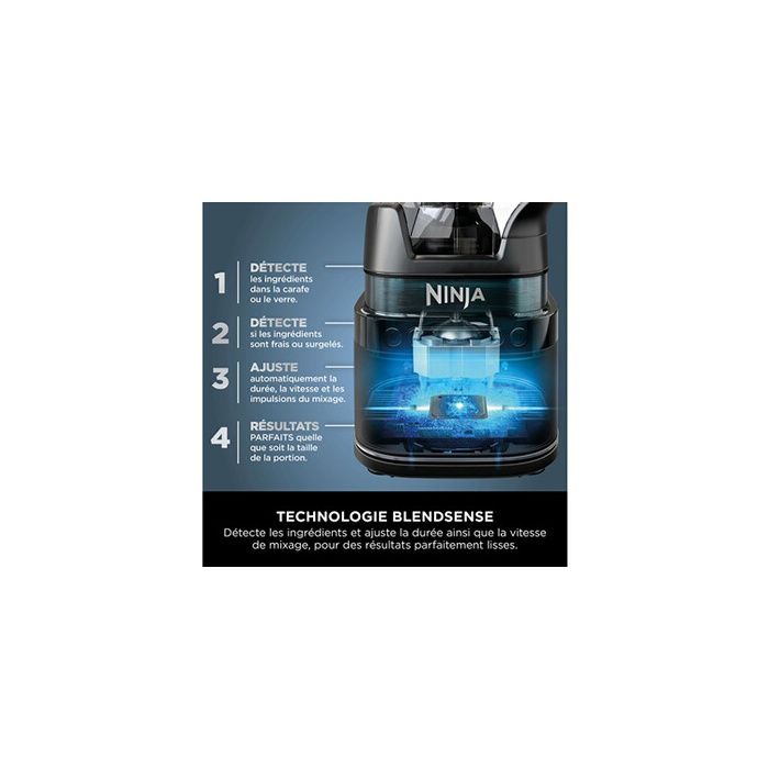 Mixeur Ninja Detect Power 3-en-1 TB401EU - 1200W - 20 modes - Bol 2L - Gobelet 680ml - Noir
