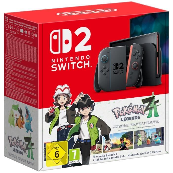 Console Nintendo Switch 2 Bleu Clair & Rouge Clair + Légendes Pokémon: Z-A (Code)
