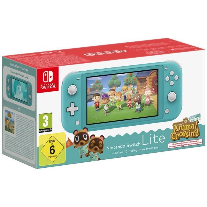 Console portable Nintendo Switch Lite Turquoise + Animal Crossing: New Horizons (Téléchargement)