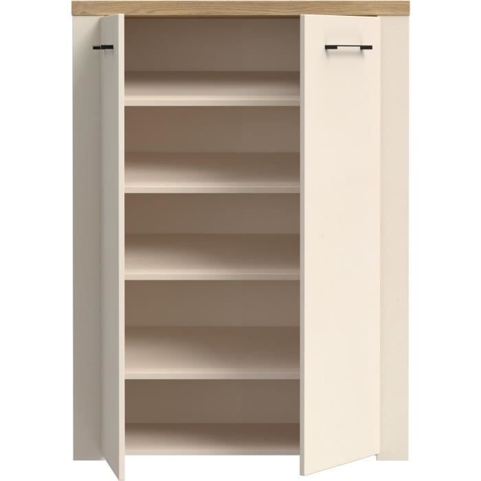 Meuble de rangement - Décor Sable & chene - L86,3 x P41,3 x H118,3 cm - NELLEKE